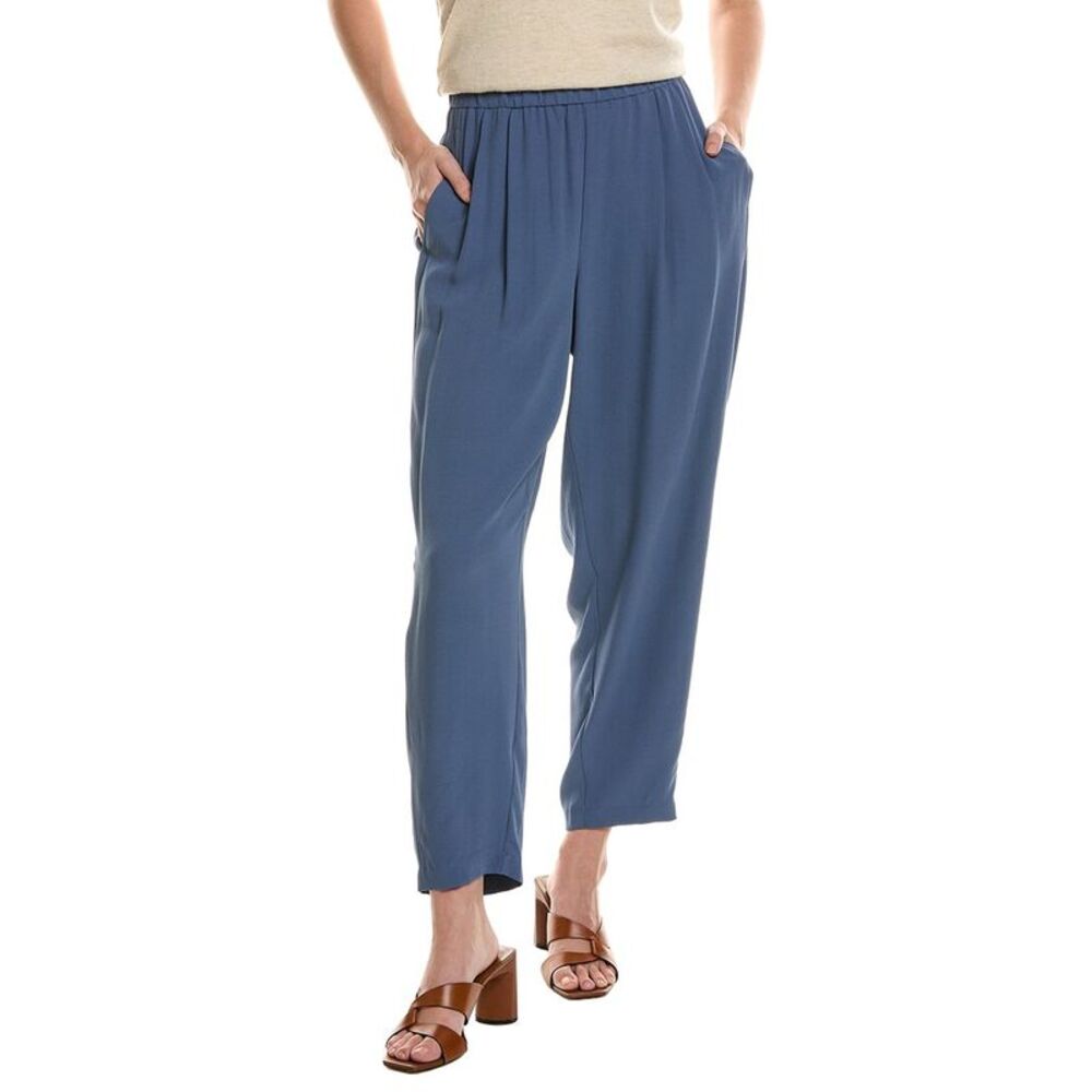Eileen Fisher Womens  Pleated Silk Lantern Pant, Blue